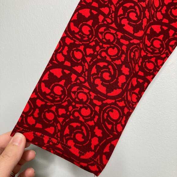 Lands End Dress Womens Large Red Jersey Faux Wrap Graphic Print Career Office - Picture 5 of 10